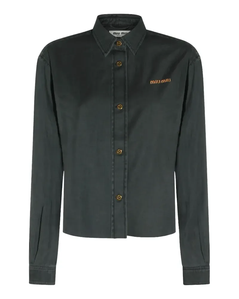 Miu Miu logo-embroidered button-up shirt - Grün Grün