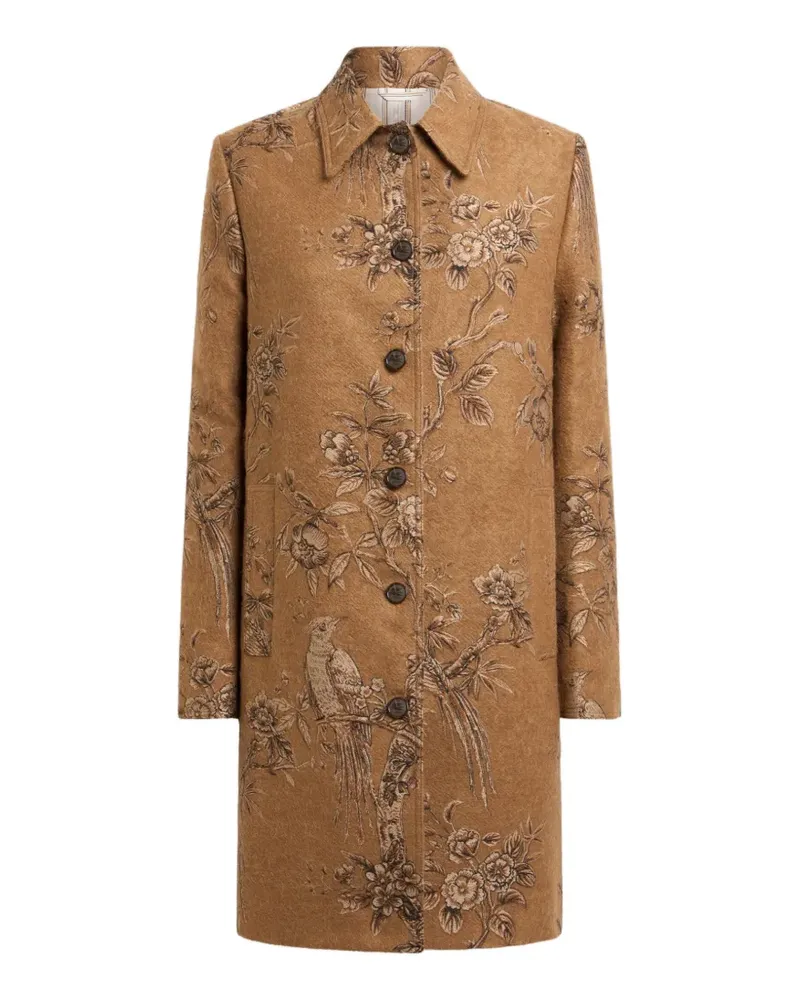 Etro jacquard coat with nature motif - Nude Nude