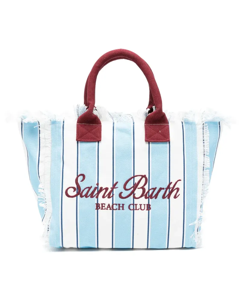 MC2 Saint Barth Gestreifter Vanity Tote Bag mit Fransen - Blau Blau