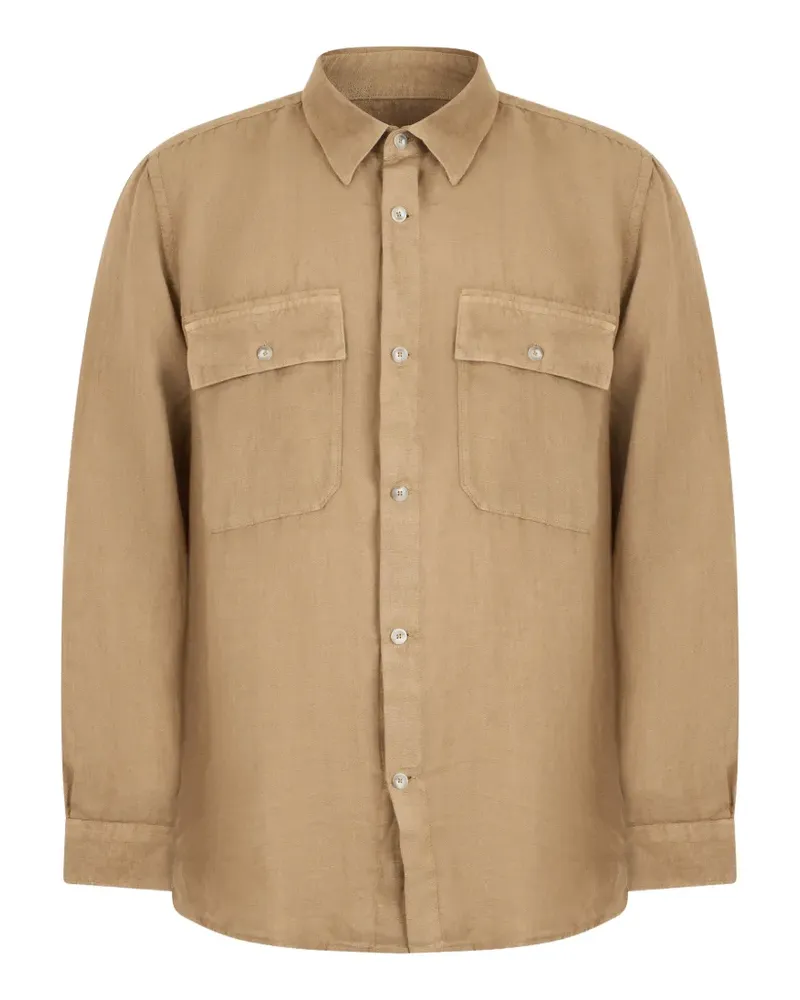 120% Lino flap-pockets linen shirt - Nude Nude