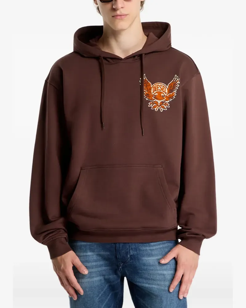 Diesel Hoodie mit Flock- und Riss-Print - Braun Braun