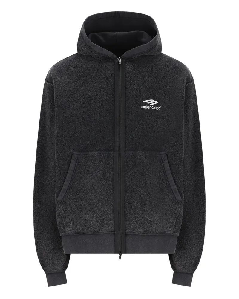 Balenciaga logo-detail zip-up hoodie - Schwarz Schwarz