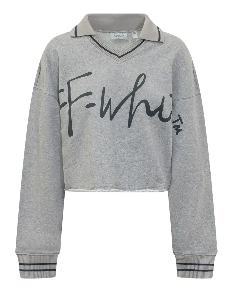 OFF-WHITE Cropped-Sweatshirt mit Schriftzug - Grau Grau