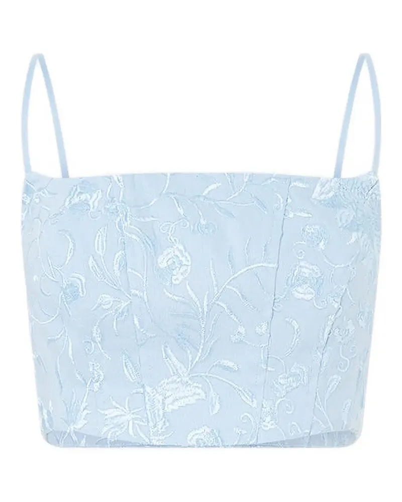 Camilla floral-embroidery corset-style cropped top - Blau Blau