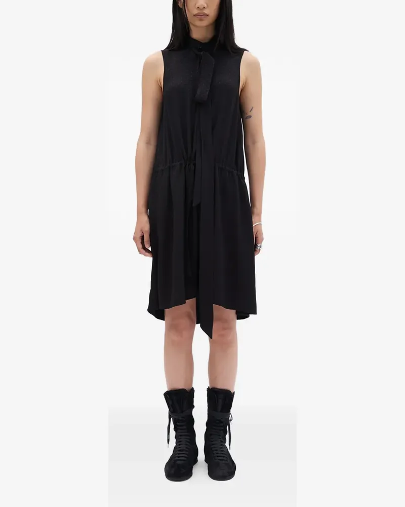 Ann Demeulemeester Midikleid mit Bindegürtel - Schwarz Schwarz