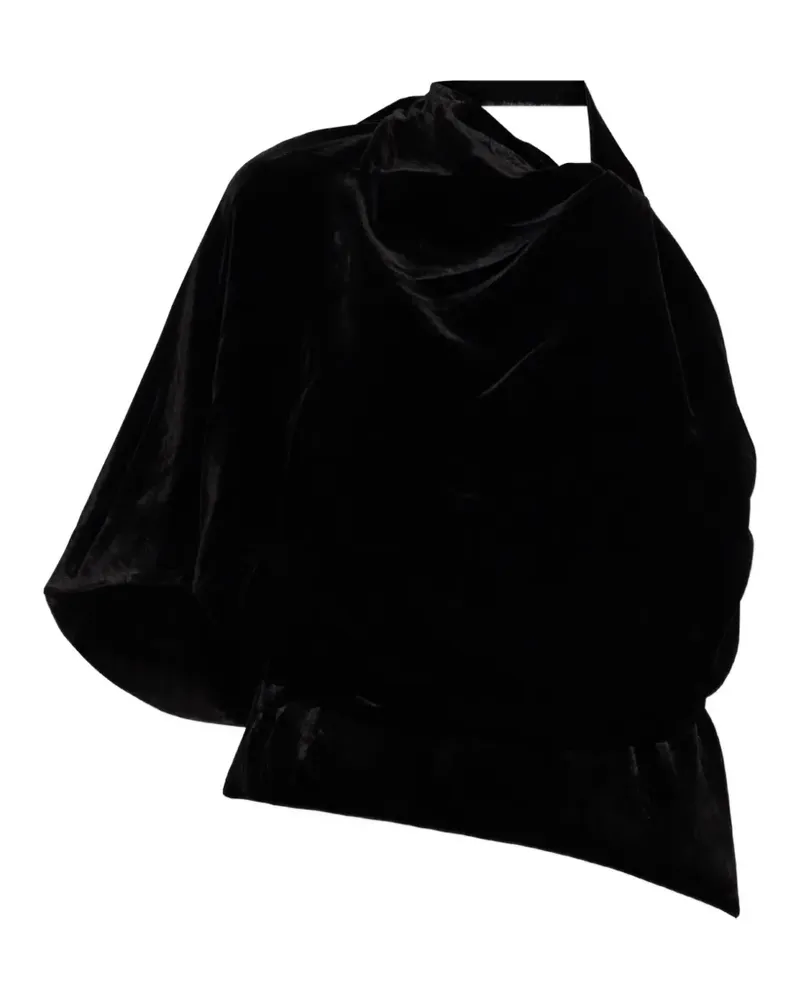 Róhe one-shoulder velvet top - Schwarz Schwarz