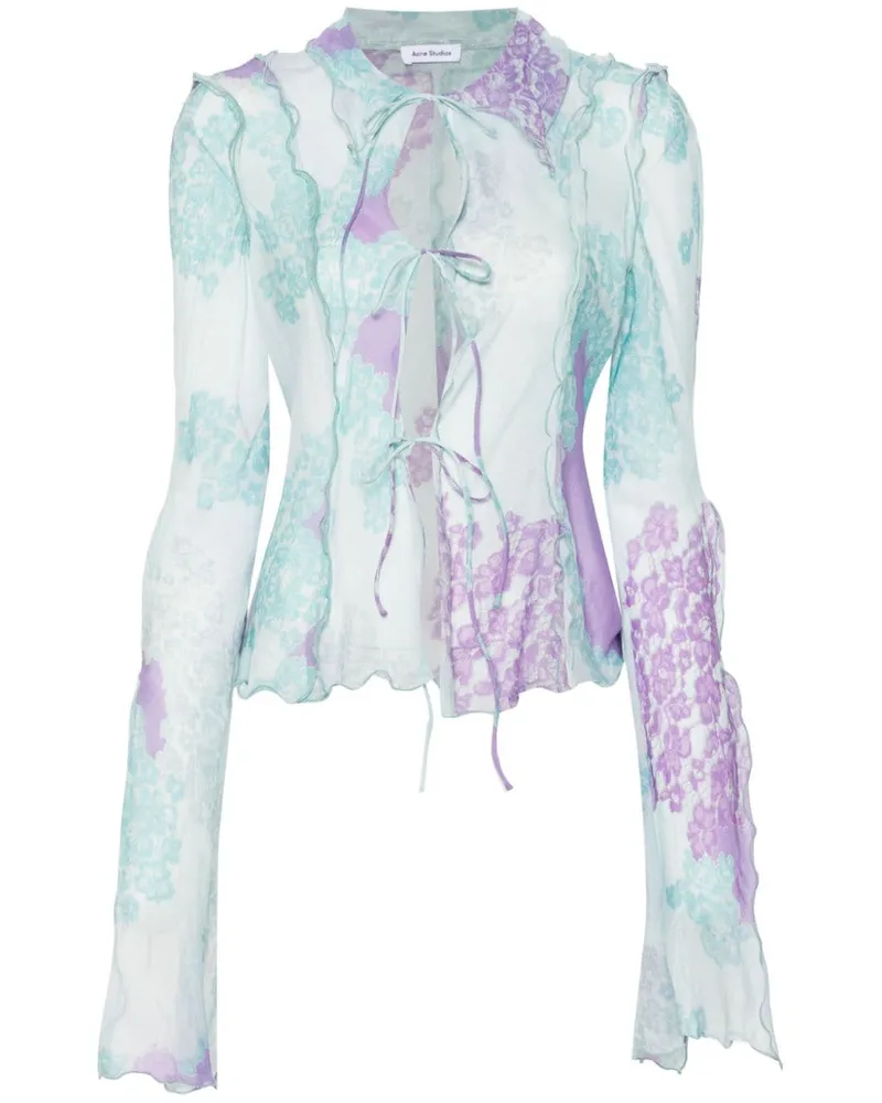 Acne Studios Hemd mit Blumen-Print - Blau Blau