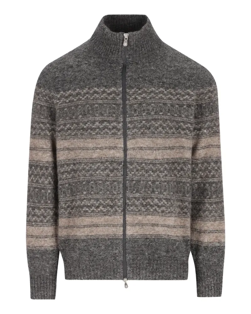 Brunello Cucinelli Fair Isle zip-up sweater - Grau Grau