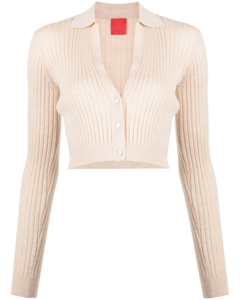 Cashmere In Love Cropped-Cardigan mit V-Ausschnitt - Braun Braun