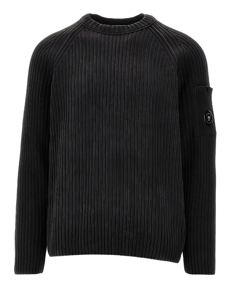C.P. Company Gerippter Pullover mit Lens-Detail - Schwarz Schwarz