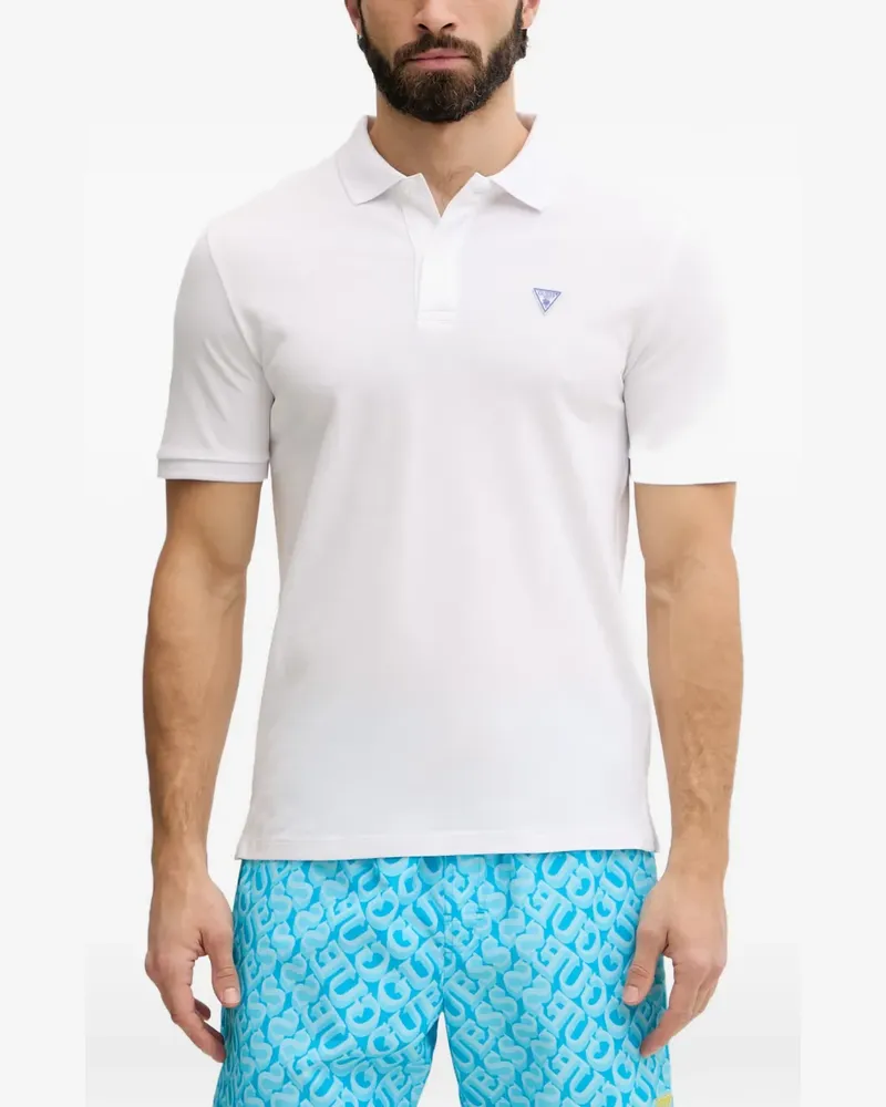 Guess logo-patch piqué polo shirt - Weiß Weiß