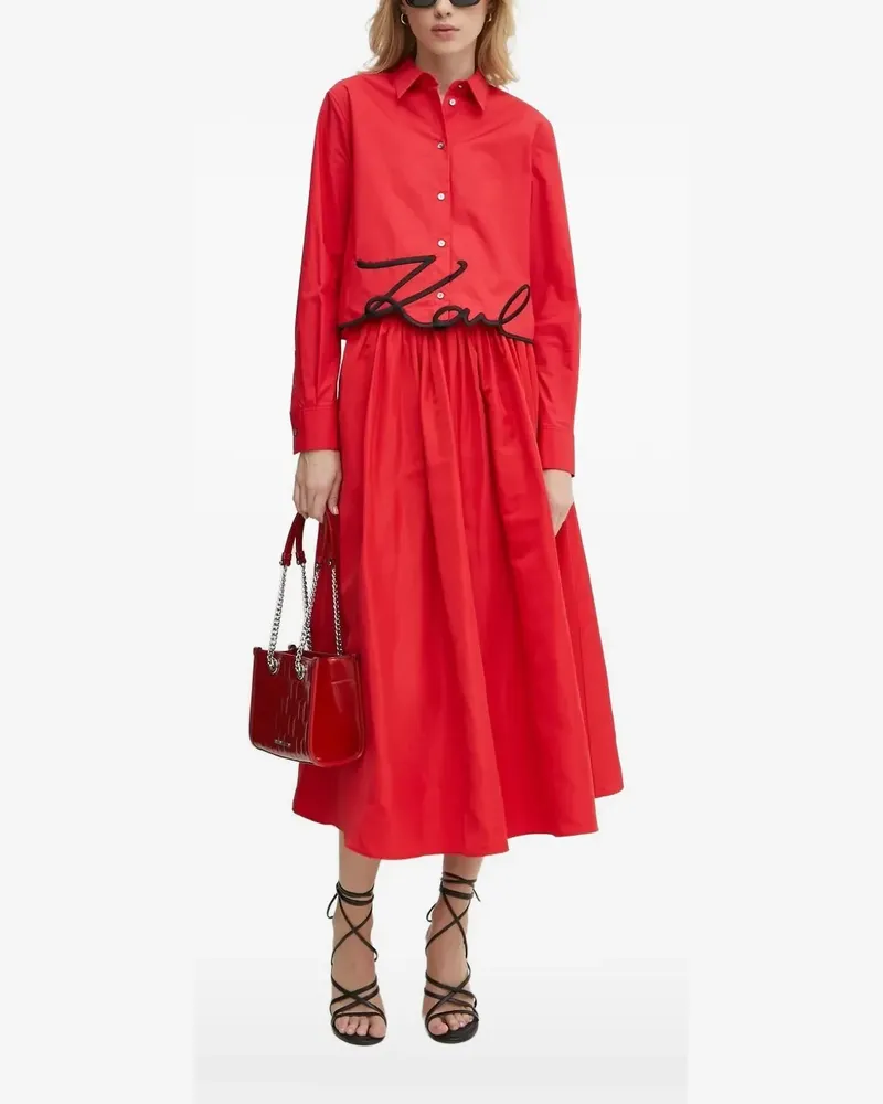 Karl Lagerfeld Hemd aus Bio-Baumwolle mit Signature-Stickerei - Rot Rot