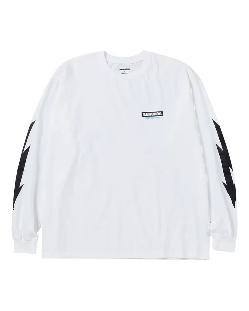 Neighborhood Langarmshirt mit Blitz-Print - Weiß Weiß