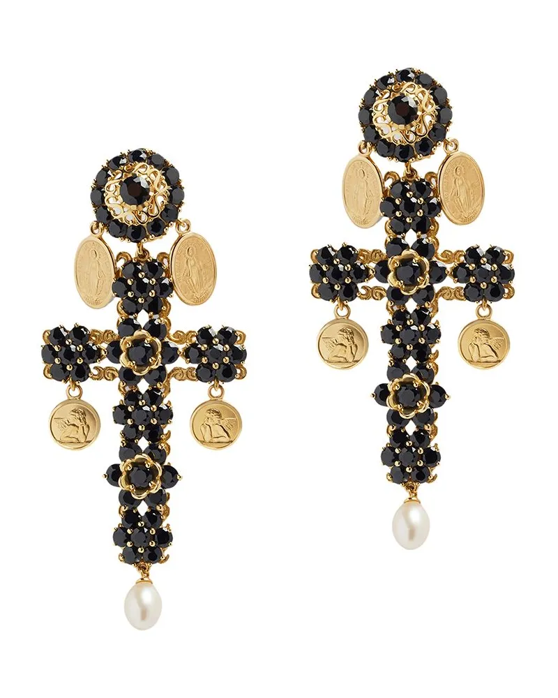 Dolce & Gabbana 14kt Sicily Gelbgoldohrringe mit Saphir Gold