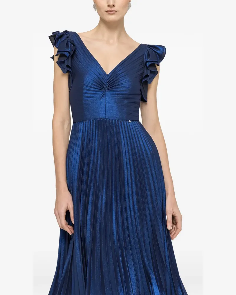 NISSA ruffled pleated midi dress - Blau Blau