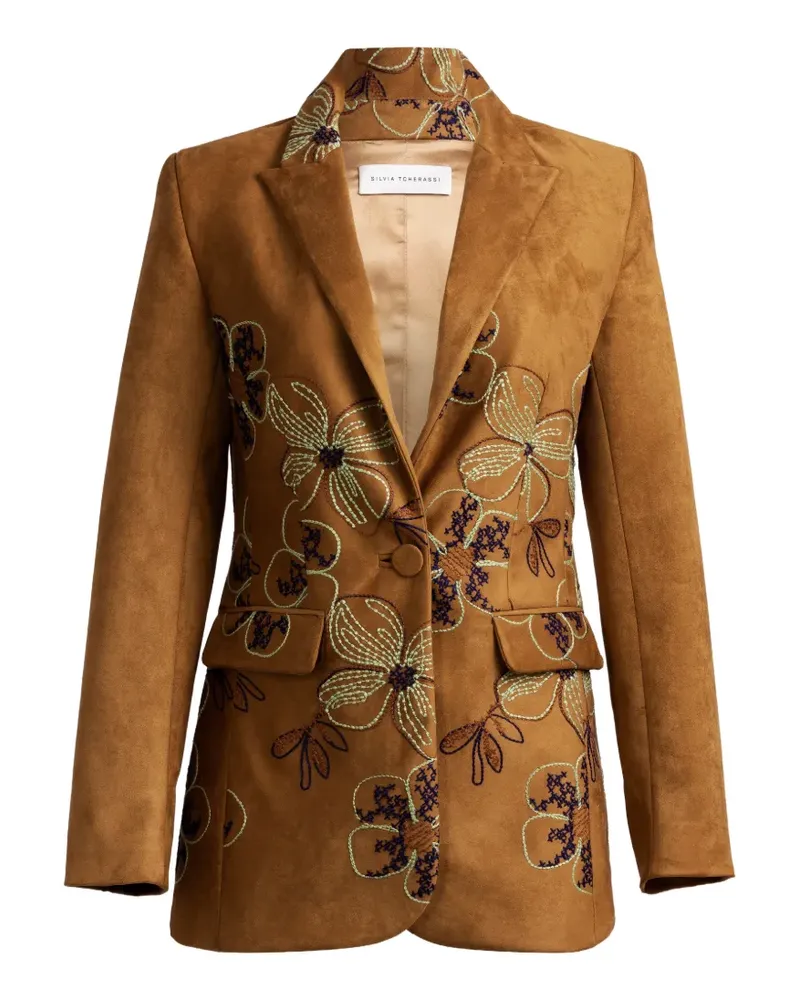 Silvia Tcherassi Rebeca floral-embroidered jacket - Braun Braun