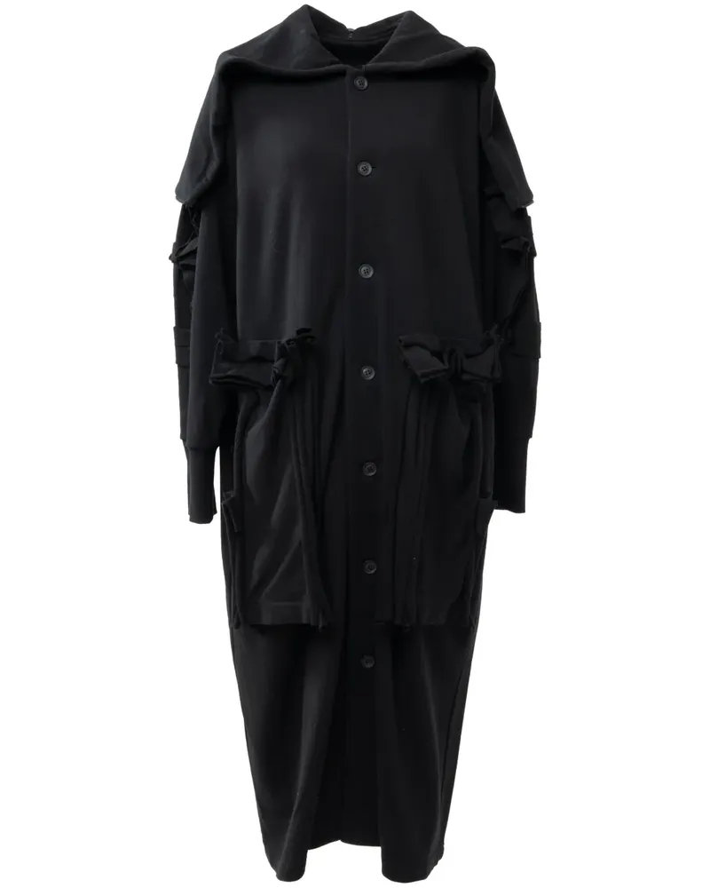 Yohji Yamamoto Lange Jacke im Distressed-Look - Schwarz Schwarz