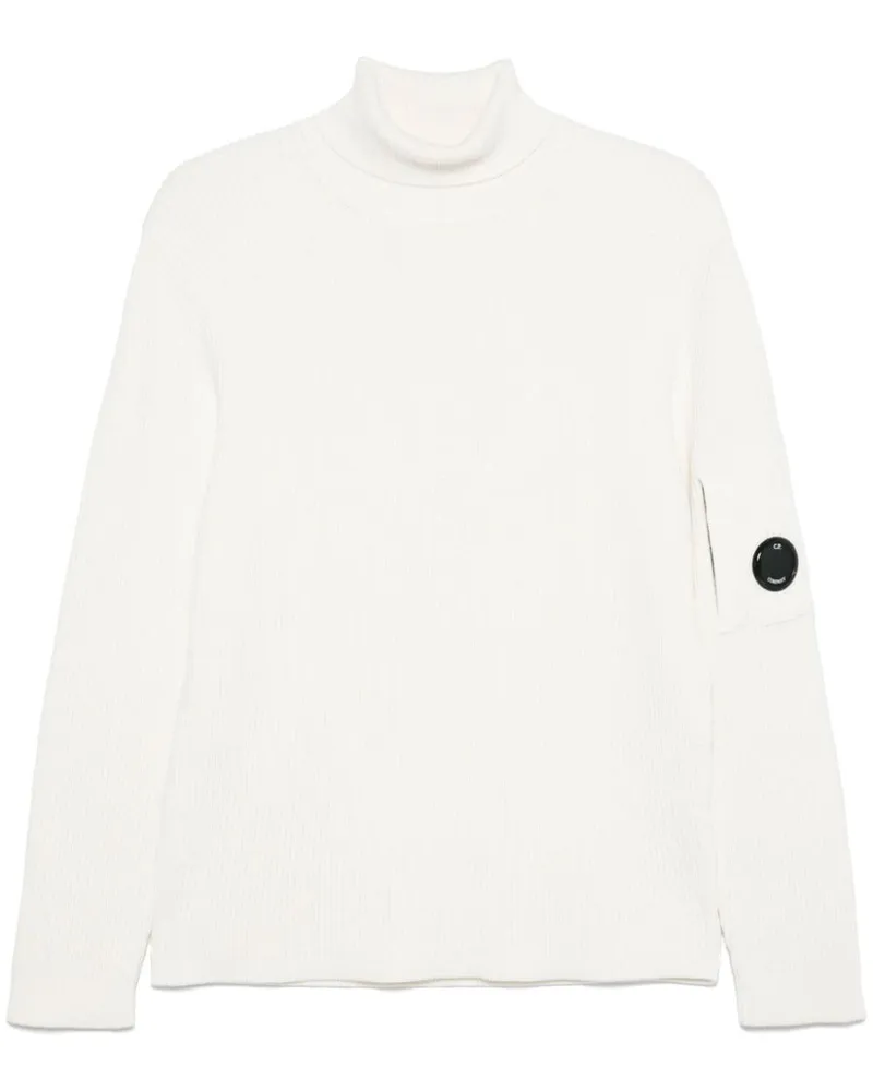 C.P. Company Gerippter Rollkragenpullover - Weiß Weiß