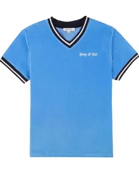 SPORTY & RICH V-Ausschnitt-T-Shirt mit Logo-Stickerei Blau