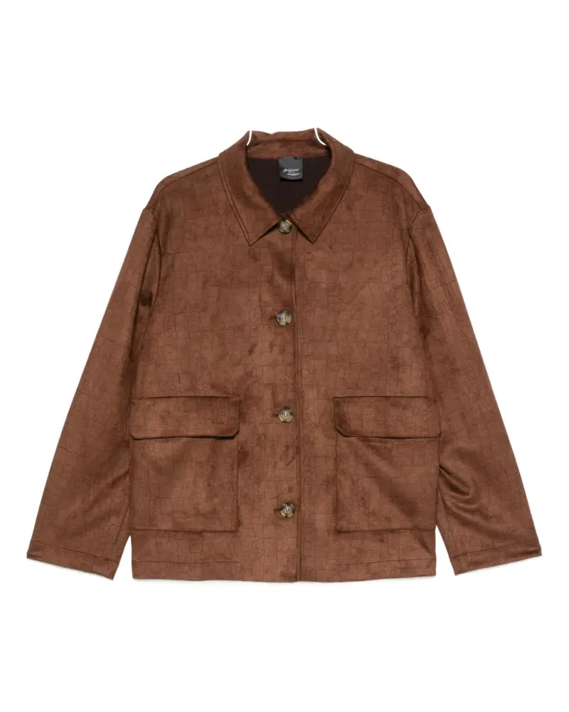 Marina Rinaldi crocodile-effect button-down jacket - Braun Braun