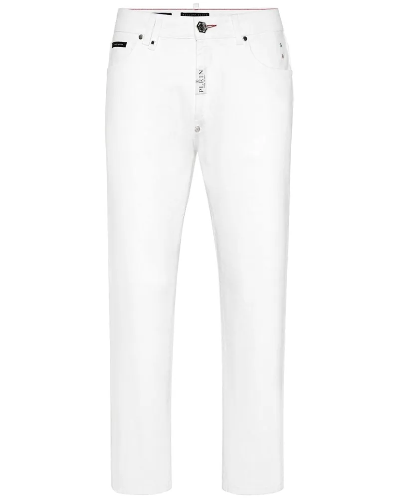 Philipp Plein Straight-Leg-Hose mit Logo-Stickerei - Weiß Weiß