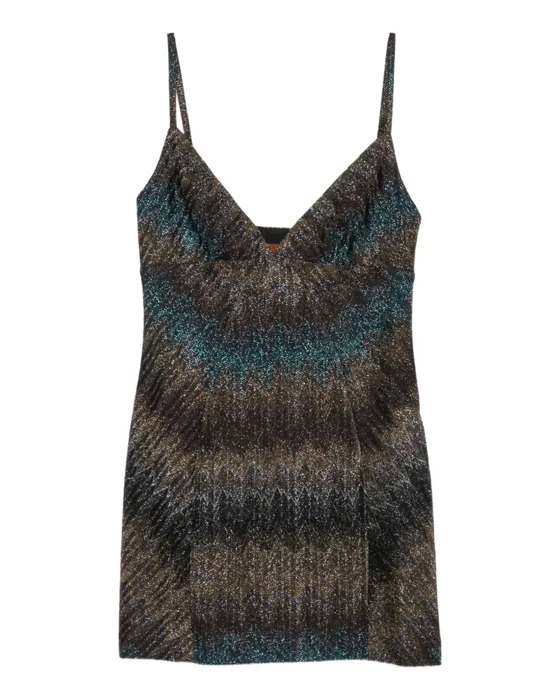Missoni zigzag-knit V-neck mini dress - Schwarz Schwarz