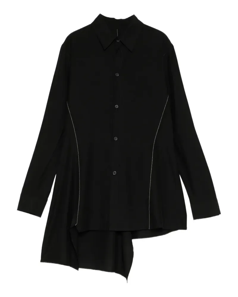 Yohji Yamamoto Langes Si Voile R Hemd mit Einsätzen - Schwarz Schwarz