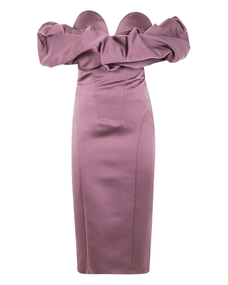 Elisabetta Franchi Schulterfreies Kleid mit Puffärmeln - Violett Violett