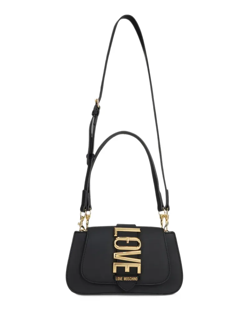 Moschino Schultertasche mit Logo-Schild - Schwarz Schwarz