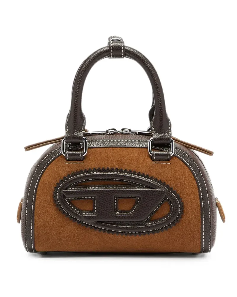 Diesel 1DR Dome - small bowling bag in suede and grainy PU - Braun Braun