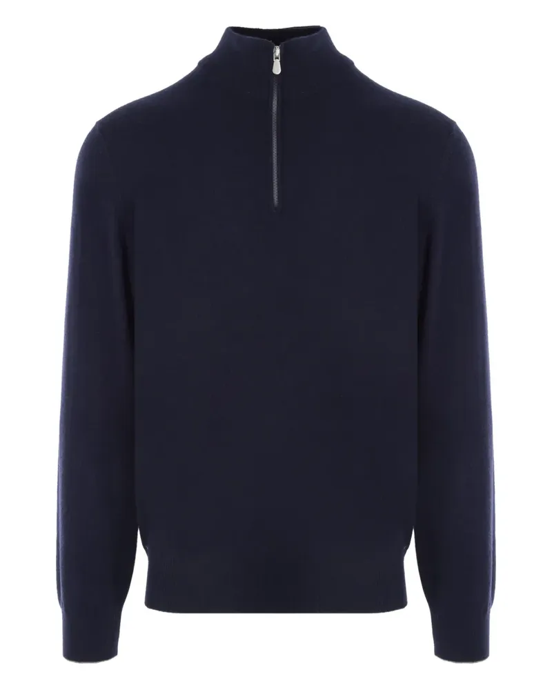 Brunello Cucinelli Kaschmirpullover mit Reißverschluss - Blau Blau