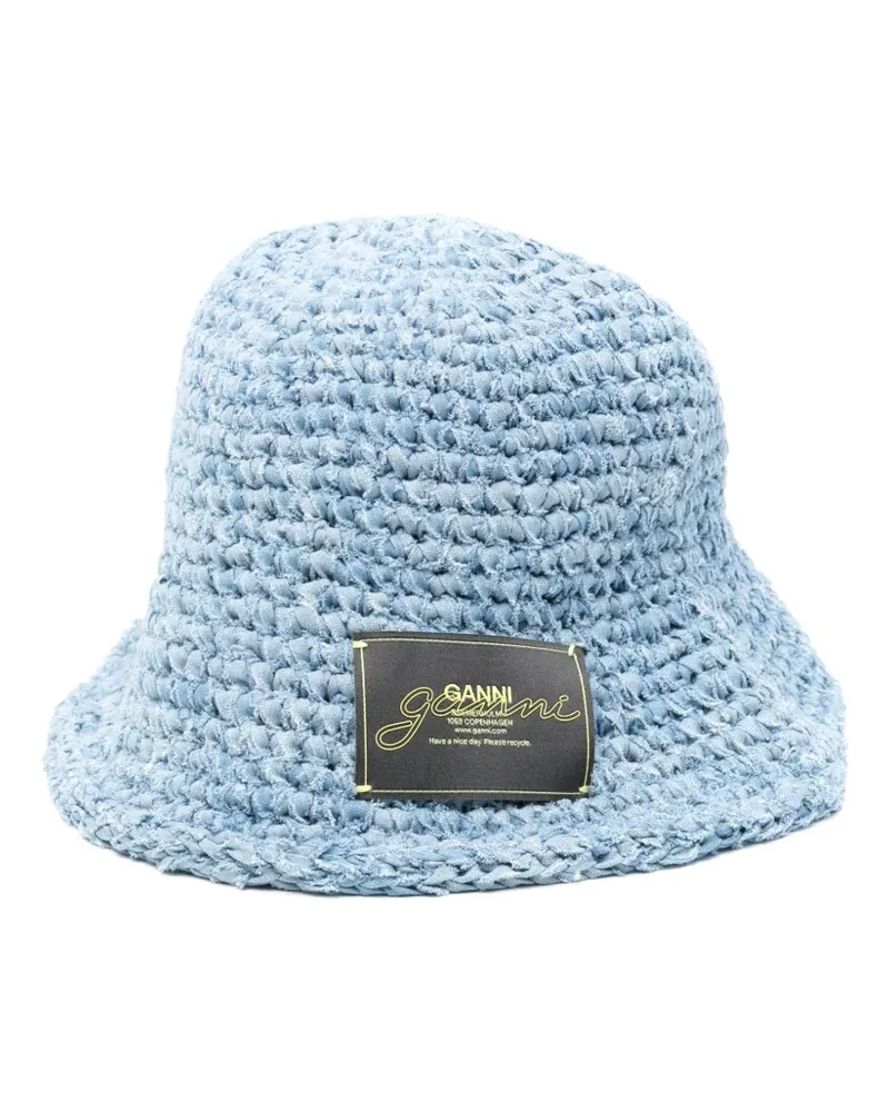 Ganni Jeans-Fischerhut in Handstrick - Blau Blau