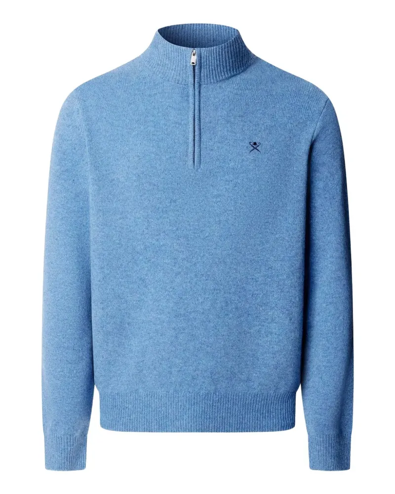 Hackett London Pullover aus Lammwolle mit kurzem Reißverschluss - Blau Blau