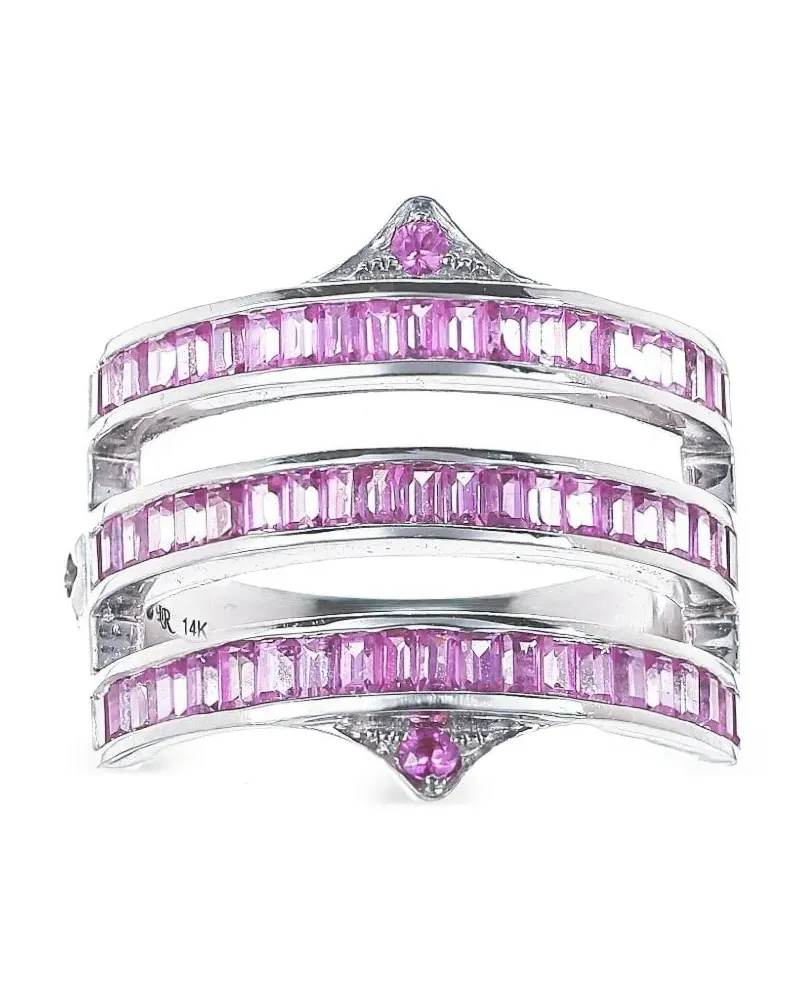Loree Rodkin 14kt Gothic Point Weißgoldring mit pinkem Saphir - Silber Silber