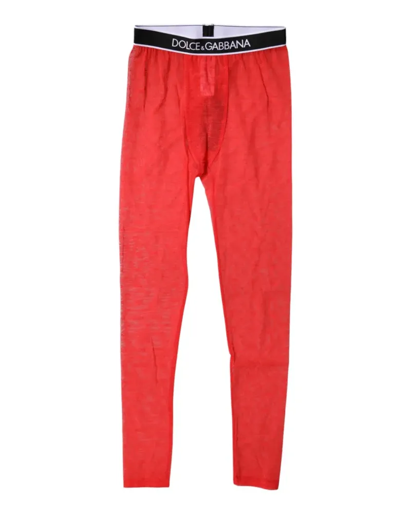 Dolce & Gabbana logo-waistband lace leggings - Rot Rot