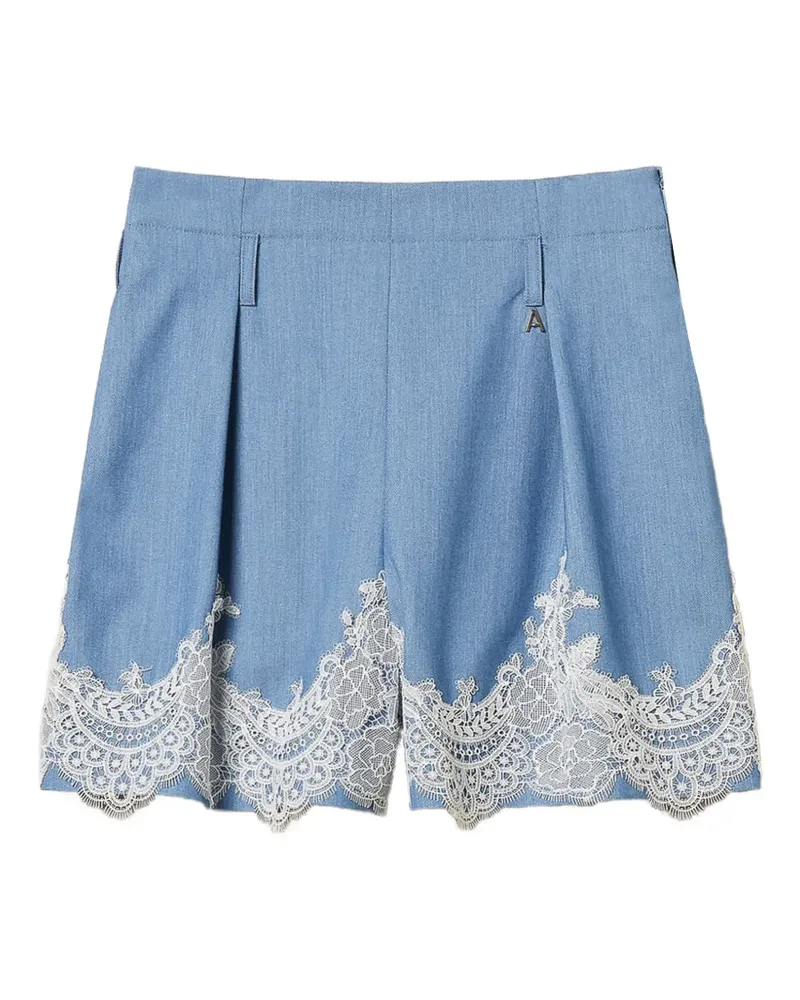 Twin-Set Gürtel-Shorts mit Spitze - Blau Blau