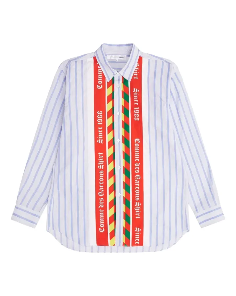 Comme des Garçons Gestreiftes Hemd mit Logo - Weiß Weiß