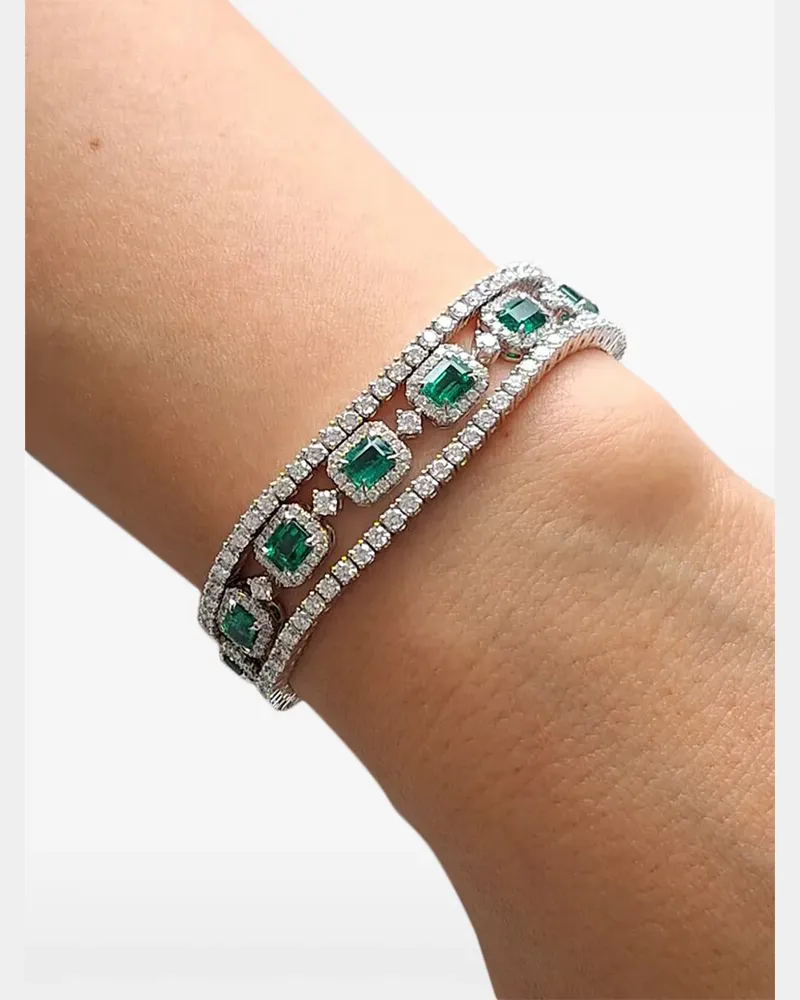 HYT Jewelry Tennisarmband mit Smaragden und Diamanten - Silber Silber