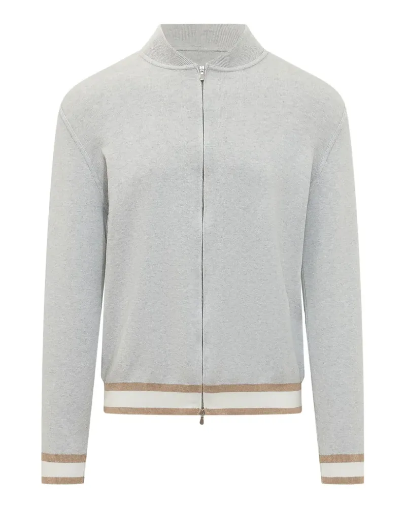 Filippo de Laurentiis stripe-trim zip-up bomber jacket - Grau Grau