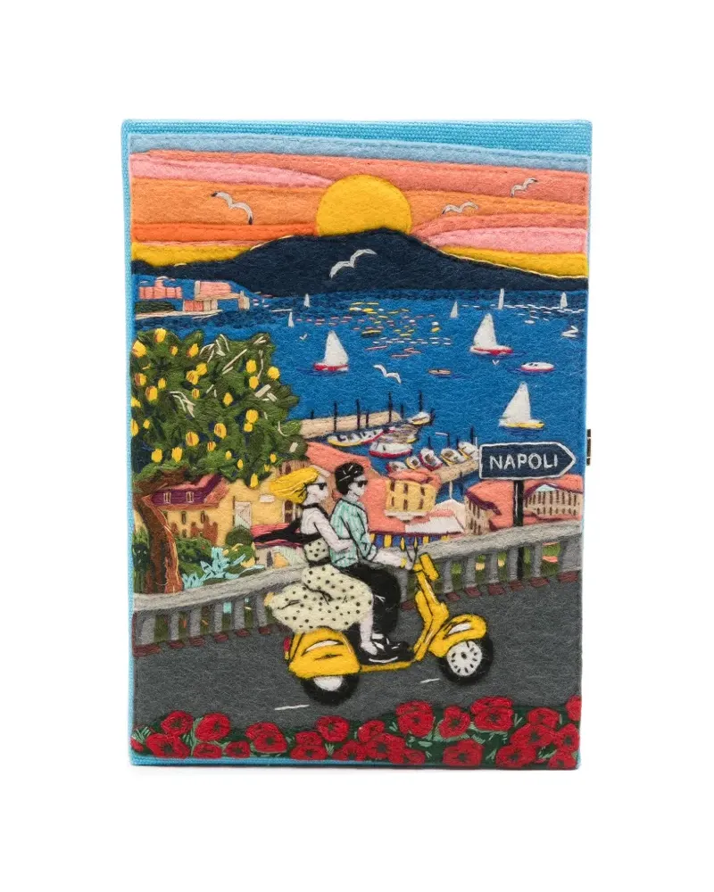 Olympia Le-Tan Napoli embroidered clutch bag - Blau Blau