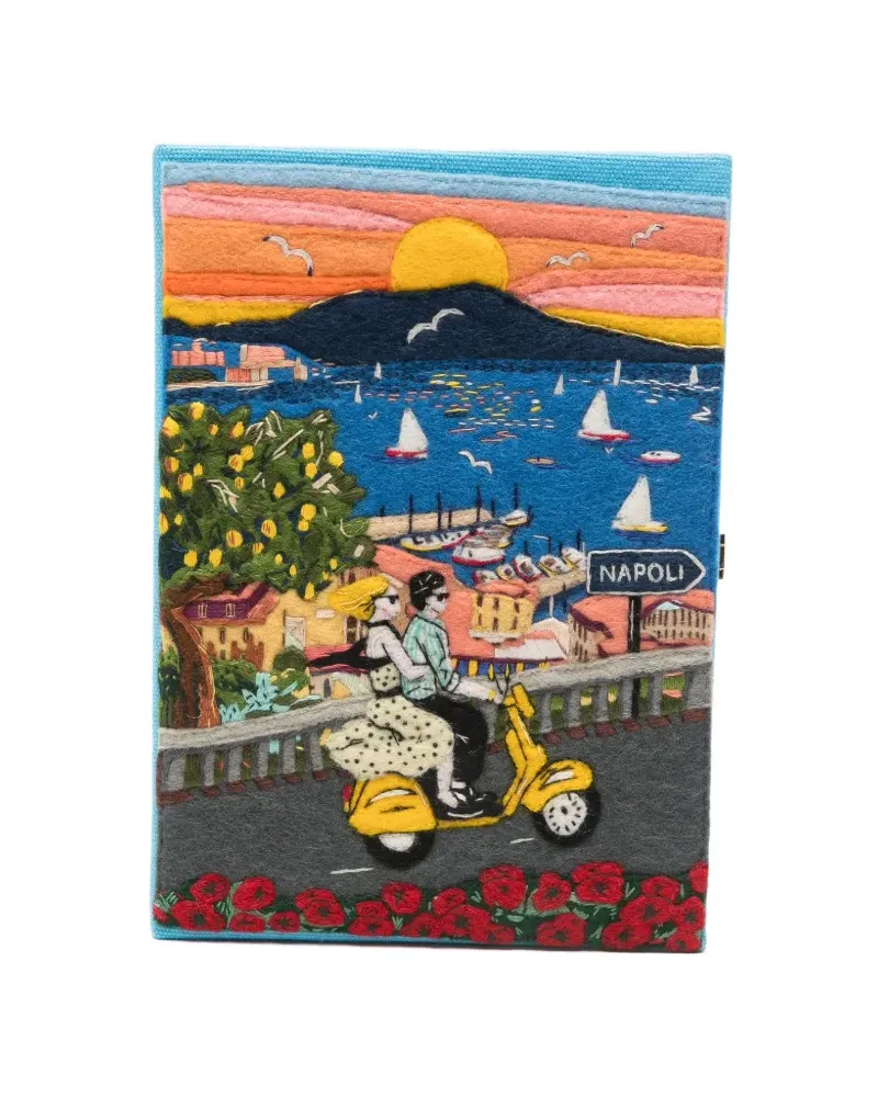 Olympia Le-Tan Napoli embroidered clutch bag - Blau Blau