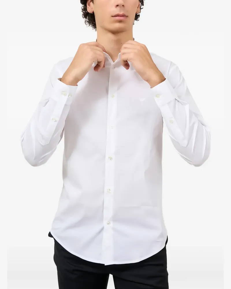 Emporio Armani logo-embroidered long-sleeve shirt - Weiß Weiß