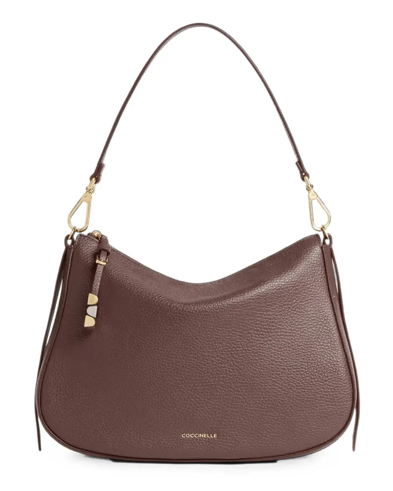 Coccinelle Kleine Nory Schultertasche aus gekörntem Leder - Braun Braun