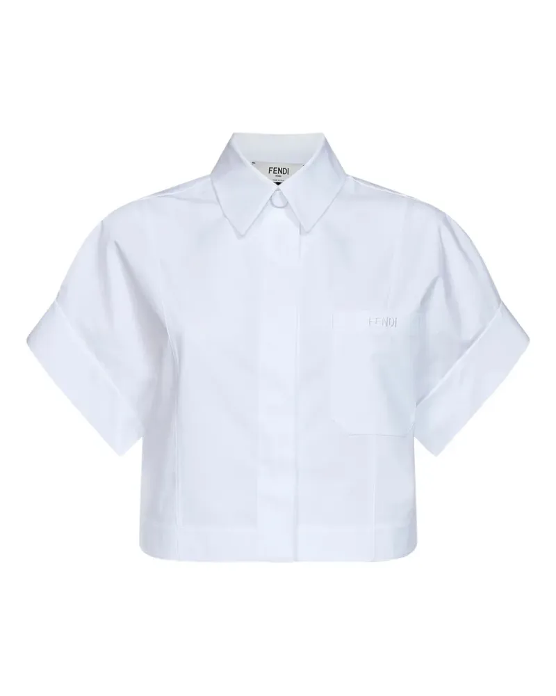 Fendi Cropped-Hemd mit Logo-Stickerei - Weiß Weiß