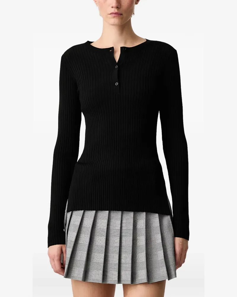 WRSTBHVR Nora ribbed Henley-neck long-sleeve top - Schwarz Schwarz
