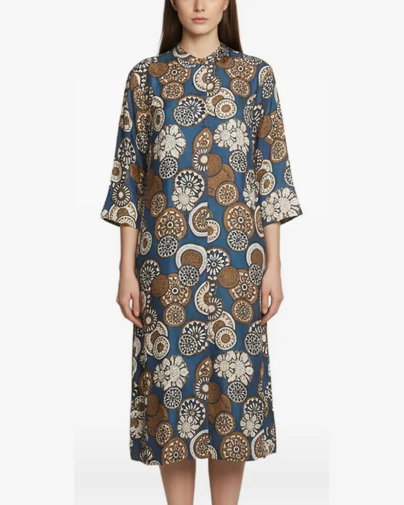 Max Mara Timesilk printed midi dress - Blau Blau