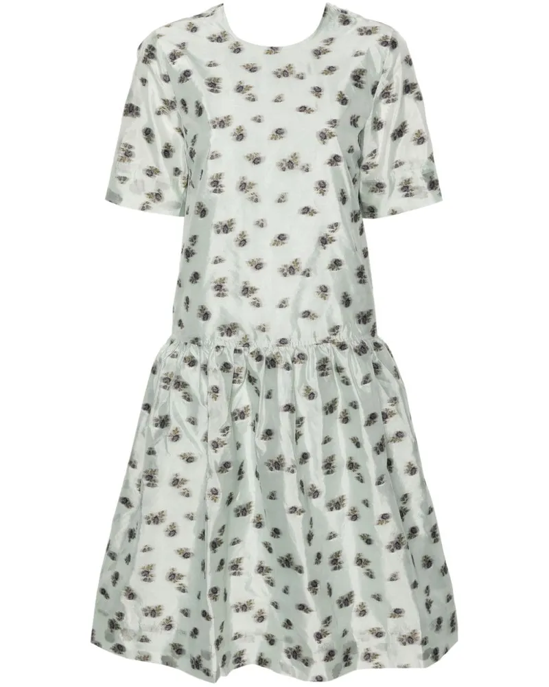 Ganni Organza-Midikleid mit Blumenjacquard - Grün Grün