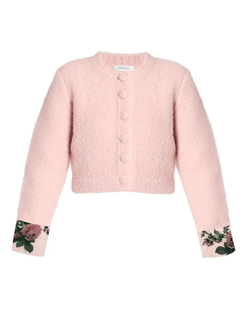 Erdem bouclé floral-detail cardigan - Rosa Rosa