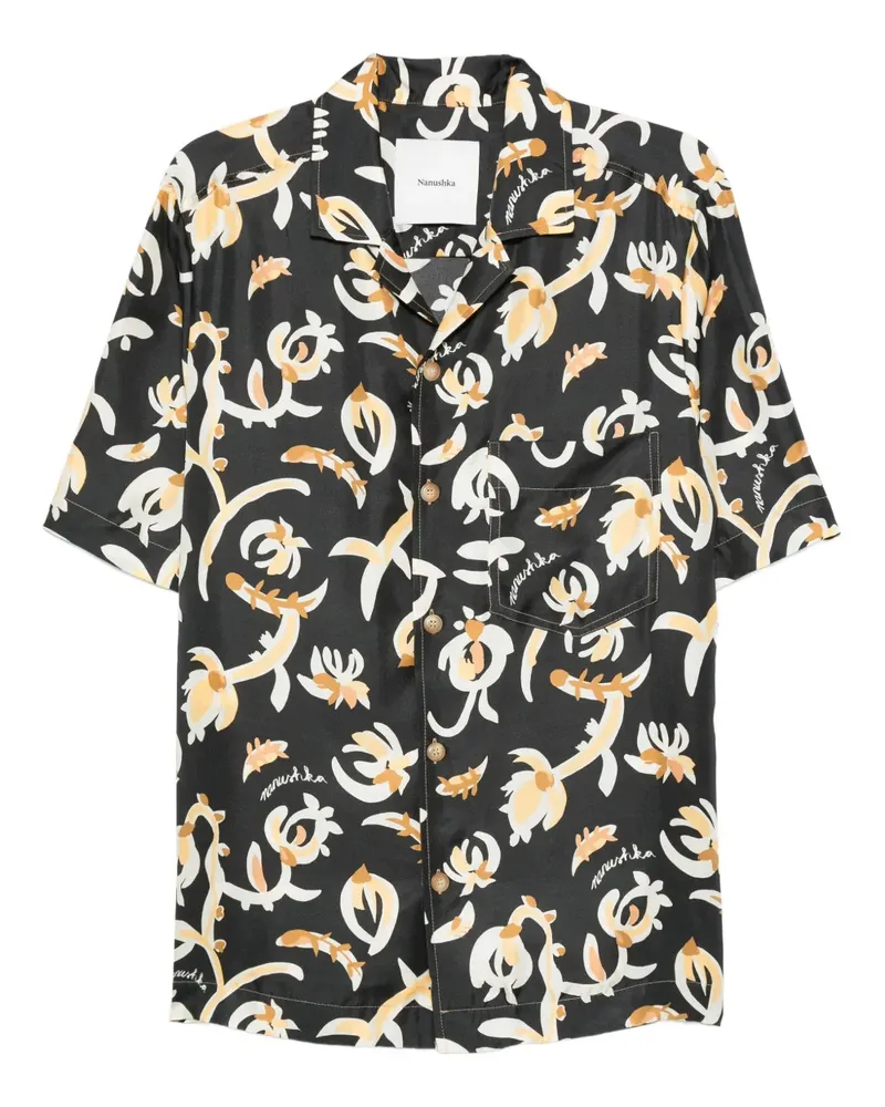 Nanushka Hemd mit Blumen-Print - Schwarz Schwarz
