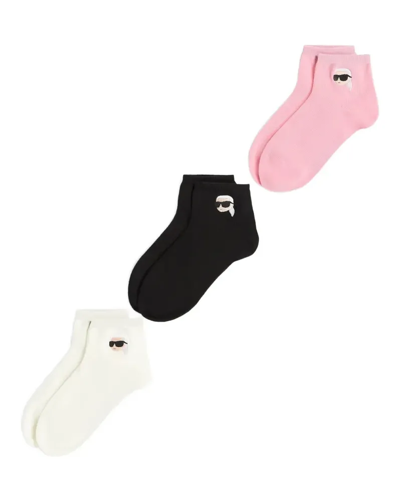 Karl Lagerfeld K/Ikon embroidered socks set (set of three) - Schwarz Schwarz